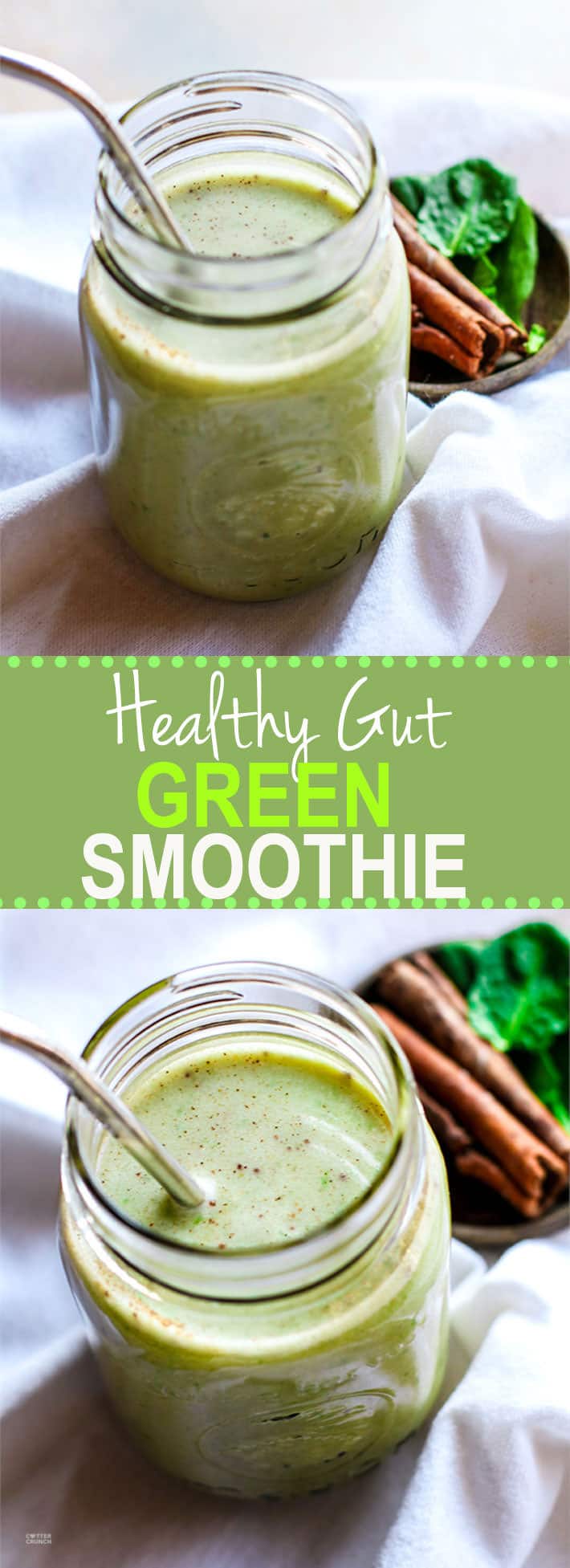 Simple Healthy gut Green Smoothie - vegan, gluten free, and packed with nourishing ingredients.