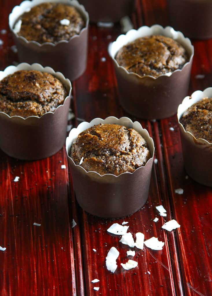 These paleo muffins are a healthy dessert for coffee lovers! Espresso Coconut Muffins are light in texture with a decadent coffee and coconut taste. The muffins recipe is easy to make with simple ingredients. #paleomuffins #coconutmuffins #grainfree #coffee healthy coconut coffee muffins