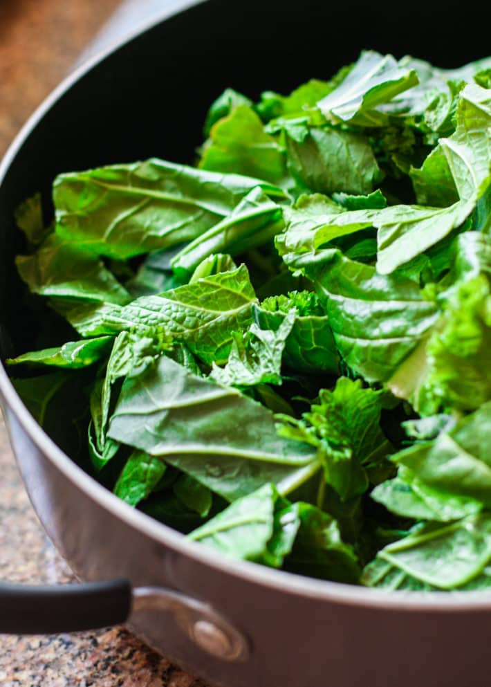 cooked collard greens for power green salad