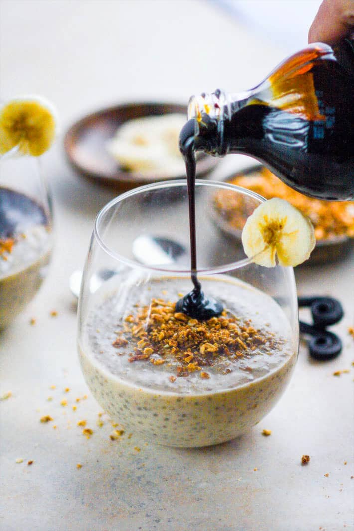 Vegan Ginger Molasses Banana Chia Pudding! This gluten free chia pudding recipe is definitely one to keep around! Taste like a dessert! Simple to make! The key ingredients (ginger, molasses, banana, chia) work together in harmony to create one IMMUNITY boosting recipe!