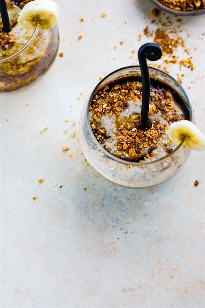 Vegan Ginger Molasses Banana Chia Pudding! This gluten free chia pudding recipe is definitely one to keep around! Taste like a dessert! Simple to make! But more importantly, the key ingredients (ginger, molasses, banana, chia) work together in harmony to create one IMMUNITY boosting recipe! Which is needed for the holiday season or any time of year.
