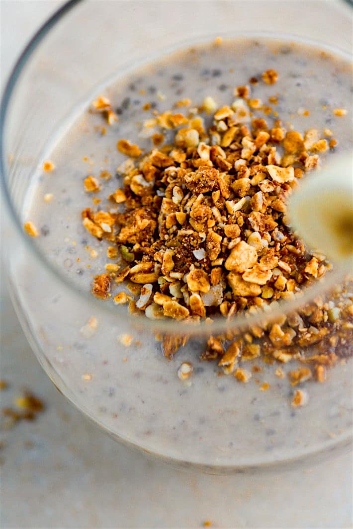 Vegan Ginger Molasses Banana Chia Pudding! This gluten free chia pudding recipe is definitely one to keep around! Taste like a dessert! Simple to make! But more importantly, the key ingredients (ginger, molasses, banana, chia) work together in harmony to create one IMMUNITY boosting recipe! Which is needed for the holiday season or any time of year. www.cottercrunch.com
