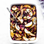 casserole dish of spiced hot fruit bake