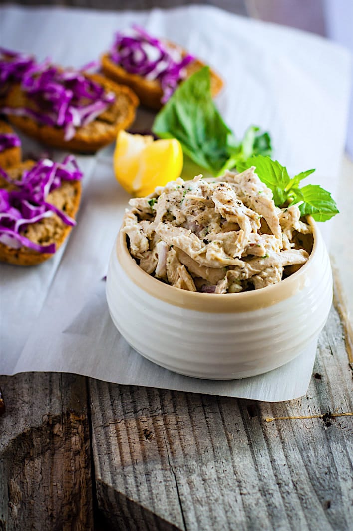 gluten free crock pot herb chicken salad and sliders