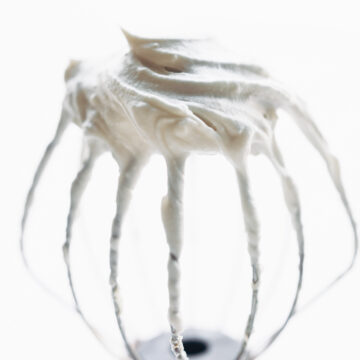 coconut cream vegan frosting on stand mixer whip attachment