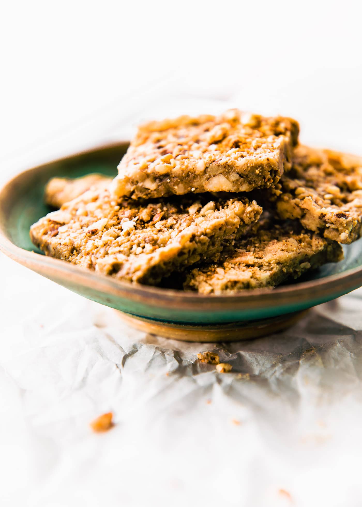 Paleo Baklava Flavored Bars layered in a bowl