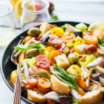 gluten free panzanella salad in a bowl