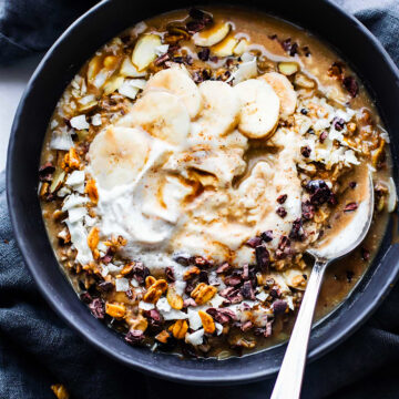 detox breakfast bowl with vegan dirty chai