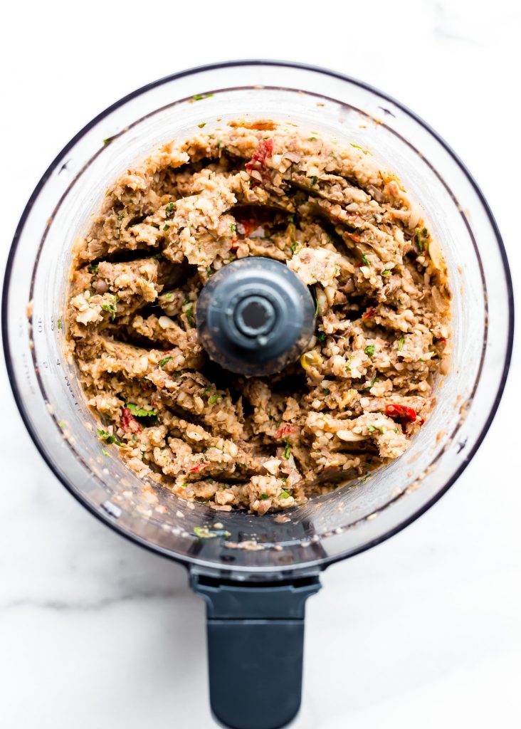 Mexican spiced smashed beans in a food processor