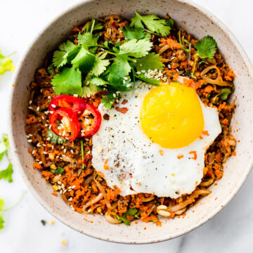 Nasi Goreng breakfast in a bowl