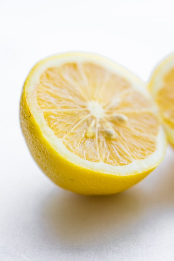 Macro view fresh Lemon half