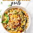 cauliflower corn grits in bowl - pin
