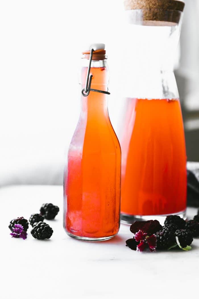 probiotic fruit juice in tall bottles