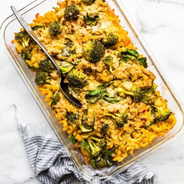 pan of gluten free tuna noodle casserole