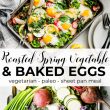 baked eggs and vegetables sheet pan meal - pin