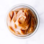 overhead photo of date paste in mason jar