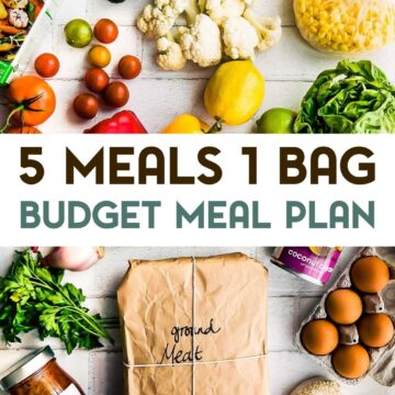 A photo of groceries for 5 dinners .