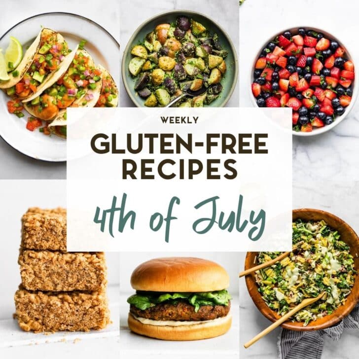 A grid of 6 gluten-free 4th of July food photos with a text overlay.