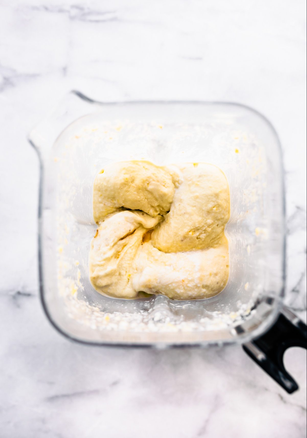 overhead image: making vegan ice cream in a blender
