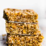 stack of three homemade paleo protein bars