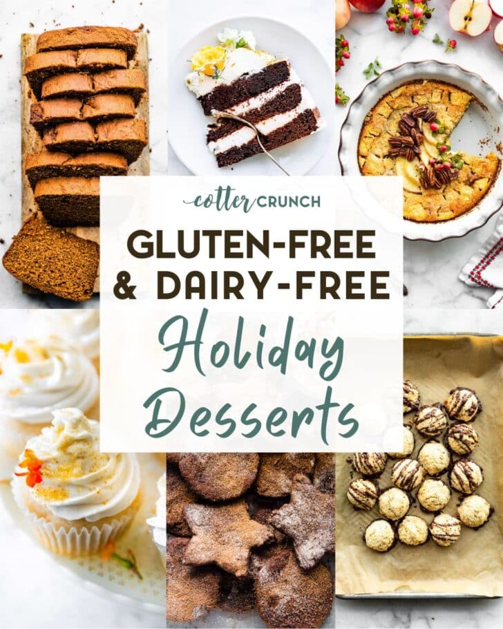 A grid of 6 Dairy-Free Gluten-Free Christmas Desserts