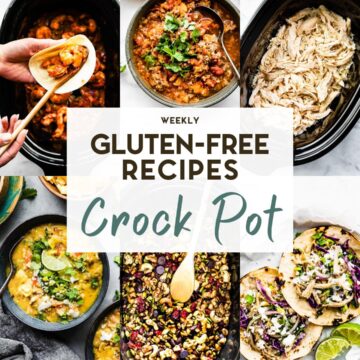 A grid of 6 Gluten-Free Crock Pot Recipes with a text overlay