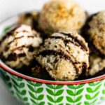 a bowl of vegan coconut macaroons