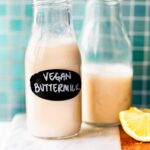 A glass jar of vegan buttermilk.
