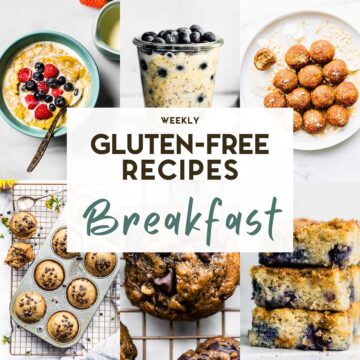 A grid of 6 photos of Gluten-Free Breakfast Recipes with a text overlay
