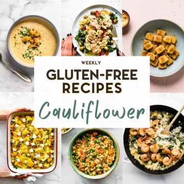 6 photos of cauliflower recipes with a text overlay for pinterest.