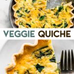 Two photos of gluten-free veggie quiche with a text overlay for pinterst.