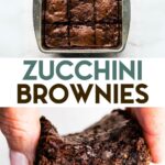 Two photos of gluten-free and dairy-free zucchini brownies with a text overlay for pinterest.