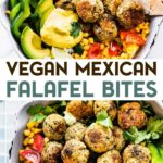 Two photos of vegan gluten-free Mexican falafel bites with a text overlay for pinterest.