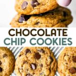 Two photos of Gluten-Free Chocolate Chip Cookies with a text overlay for pinterest.