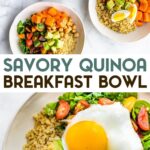 Two photos of Savory Quinoa Breakfast Bowl with a text overlay for pinterest.