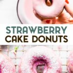 Two photos of Strawberry Baked Gluten-Free Donuts with a text overlay for pinterest.