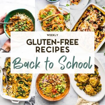 A photo grid of 6 Back to School Quick Dinner photos with a text overlay.