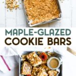 Two photos of Vegan Maple-Glazed Cookie Bars with a text overlay for pinterest.