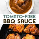 Two photos of Nightshade-Free Barbecue Sauce with a text overlay for pinterest.