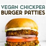 A photo of a Gluten-Free Chickpea Burger with a text overlay for pinterest.