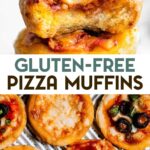 Two photos of Gluten-Free Pizza Muffins with a text overlay for pinterest.
