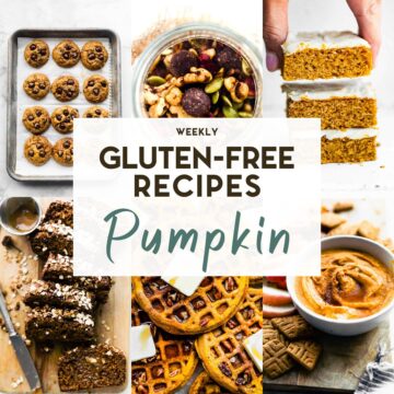 A grid of 6 gluten free pumpkin recipe food photos with a text overlay.