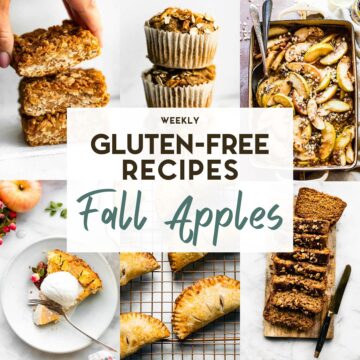 A grid of 6 photos of Gluten-Free Fall Apple Recipes with a text overlay.