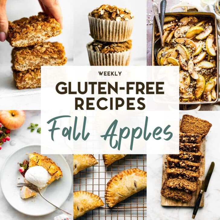 A grid of 6 photos of Gluten-Free Fall Apple Recipes with a text overlay.