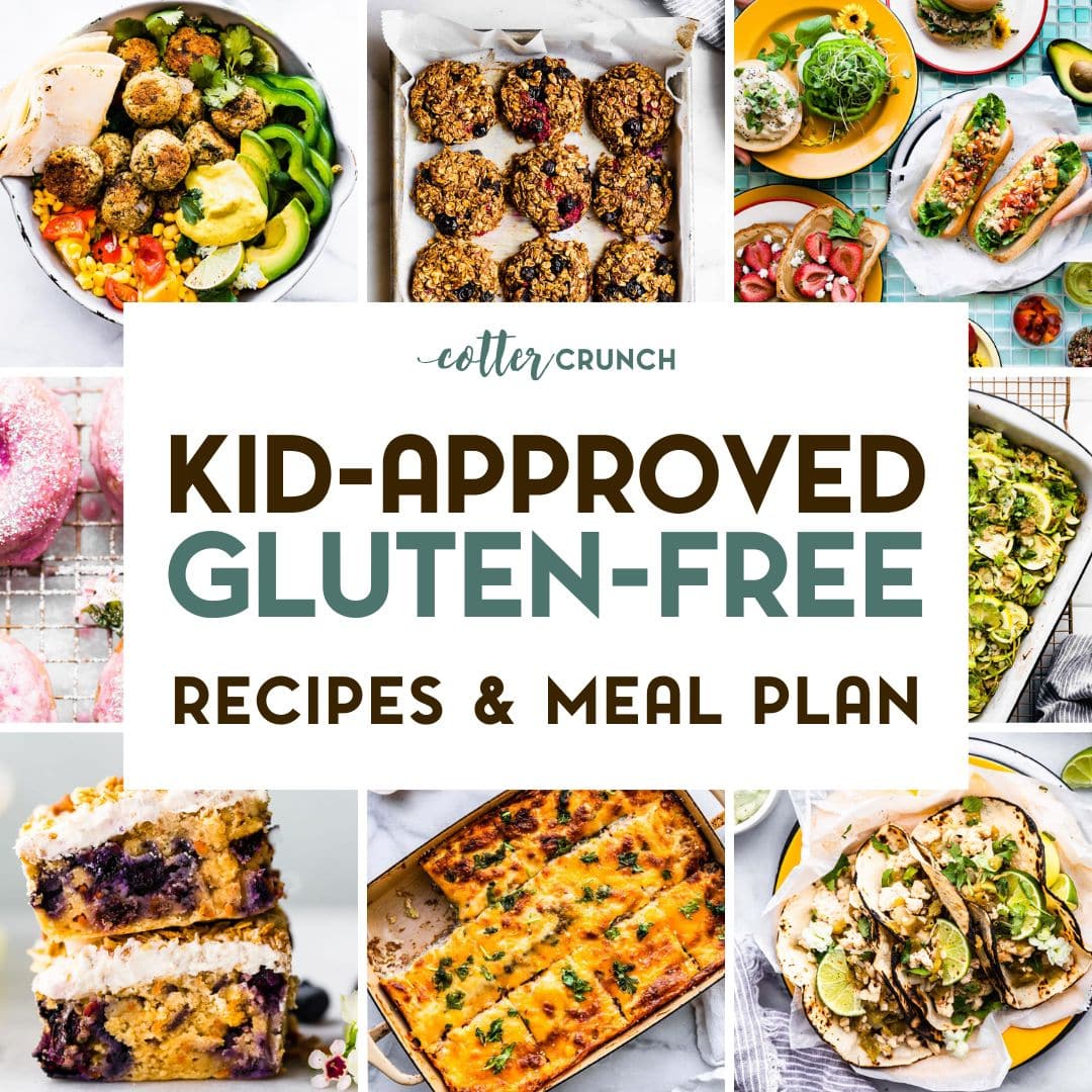 A photo of 8 Kid-Friendly Gluten-Free Meal Plan Recipes with a text overlay.