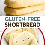 Two photos of Gluten-Free Shortbread Cookies with a text overlay for pinterest.
