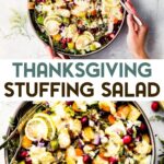 Two photos of Gluten-Free Stuffing Salad with a text overlay for pinterest.