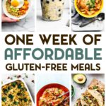 A grid of 6 gluten-free and budget-friendly recipes with a text overlay for pinterest.