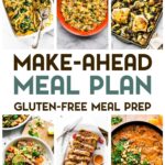 A photo grid of 6 gluten-free make-ahead food photos with a text overlay for pinterest.