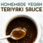 A photo of a small bowl of Gluten-Free Teriyaki Sauce with a text overlay for pinterest.